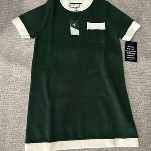 Tuckernuck Forest Green and Cream Mini Dress